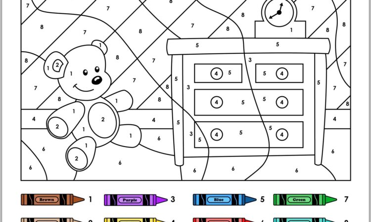 Kindergarten Worksheets Color By Numbers