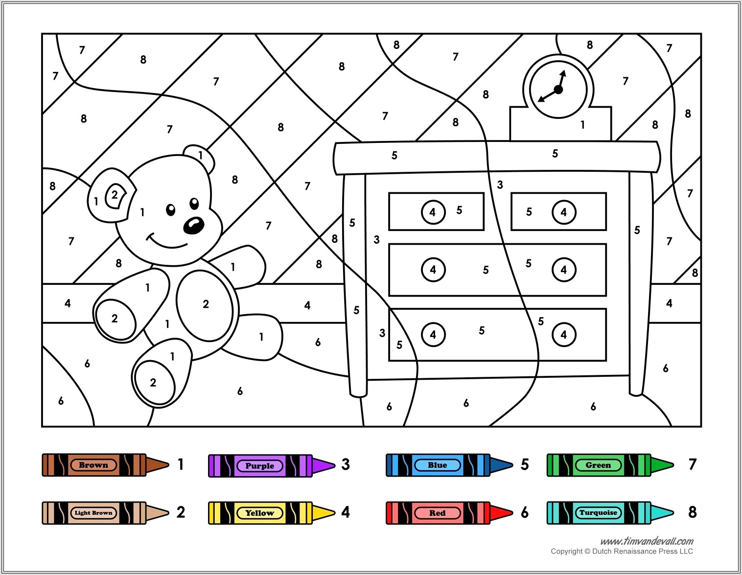 Kindergarten Worksheets Color By Numbers
