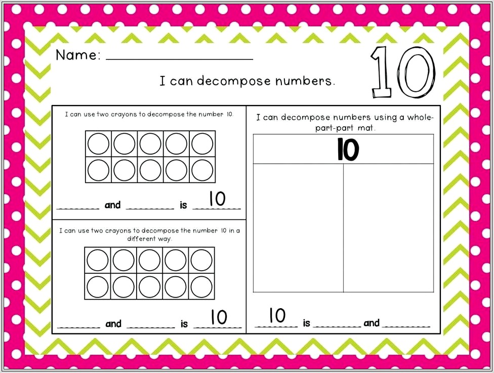 Kindergarten Worksheets Decomposing Numbers