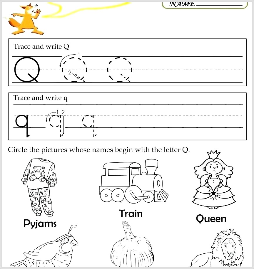 Kindergarten Worksheets Letter Q