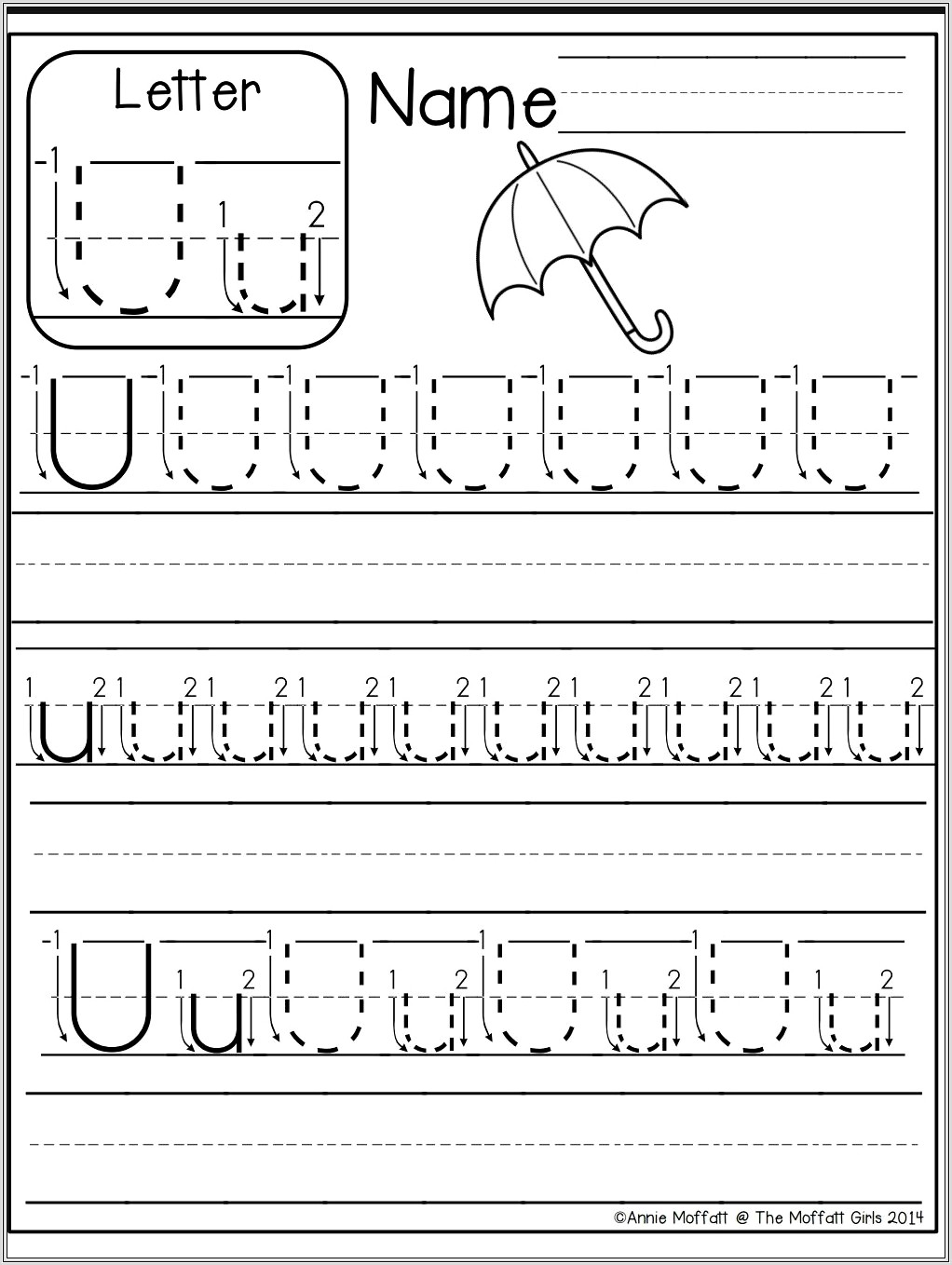Kindergarten Worksheets Letter U
