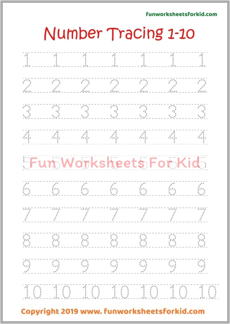 Kindergarten Worksheets Number 10