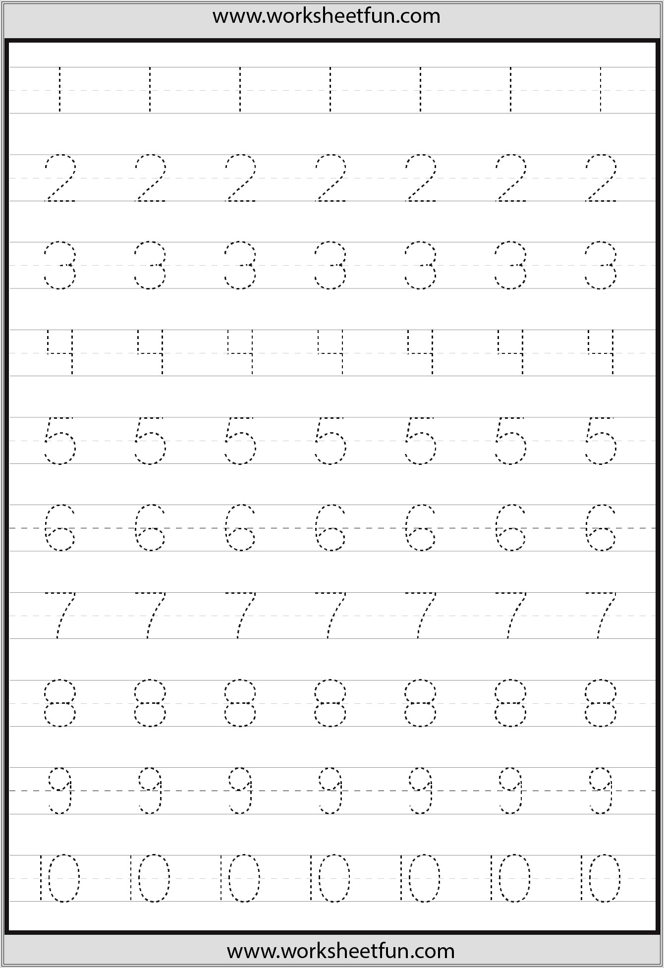 Kindergarten Worksheets Number Tracing