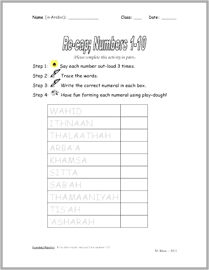 Kindergarten Worksheets On Numbers 1 20