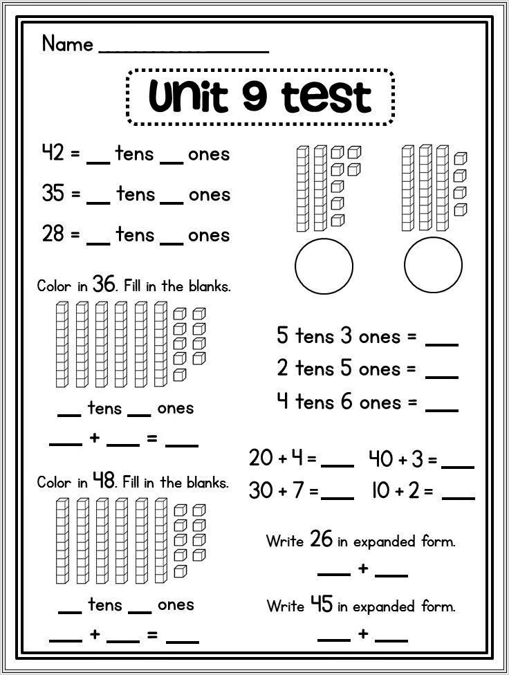 Kindergarten Worksheets Place Value