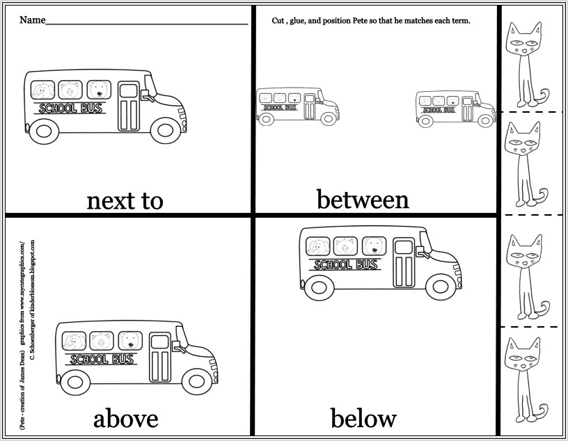 Kindergarten Worksheets Positional Words