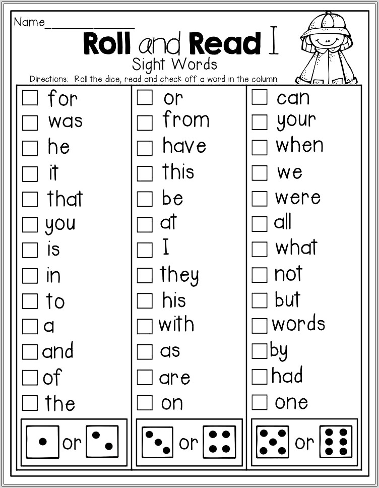Kindergarten Worksheets Sight Word My