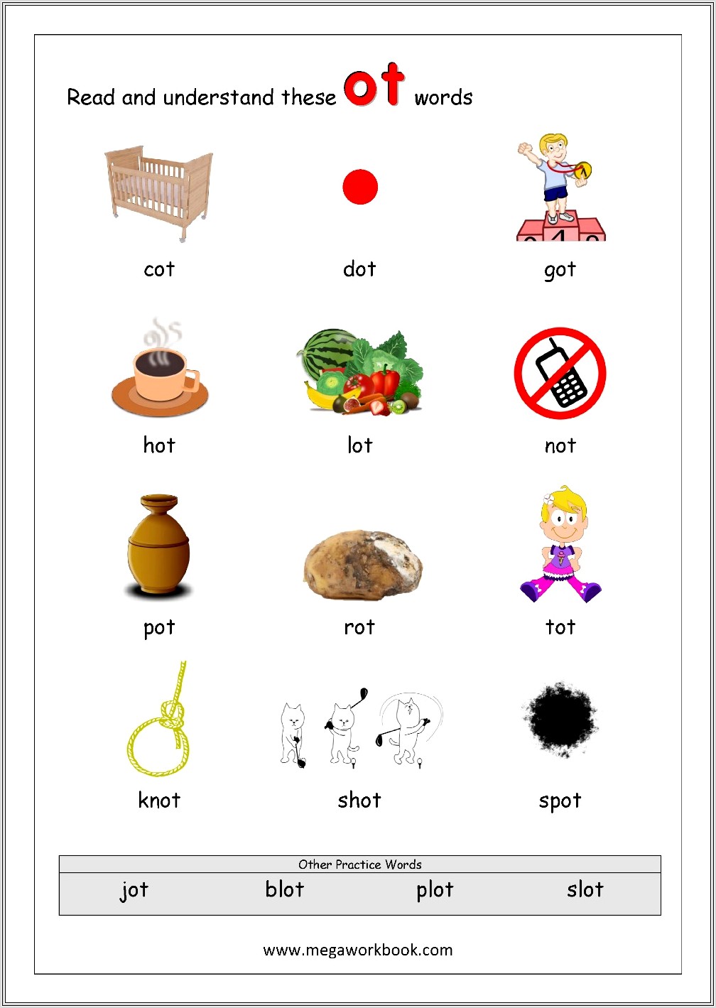 Kindergarten Worksheets Word Family