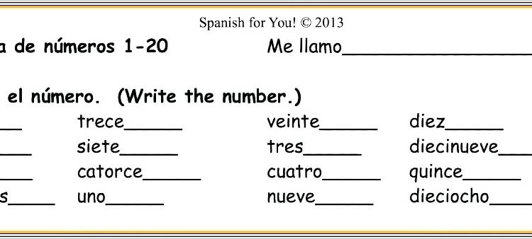 Learn Spanish Numbers Worksheet