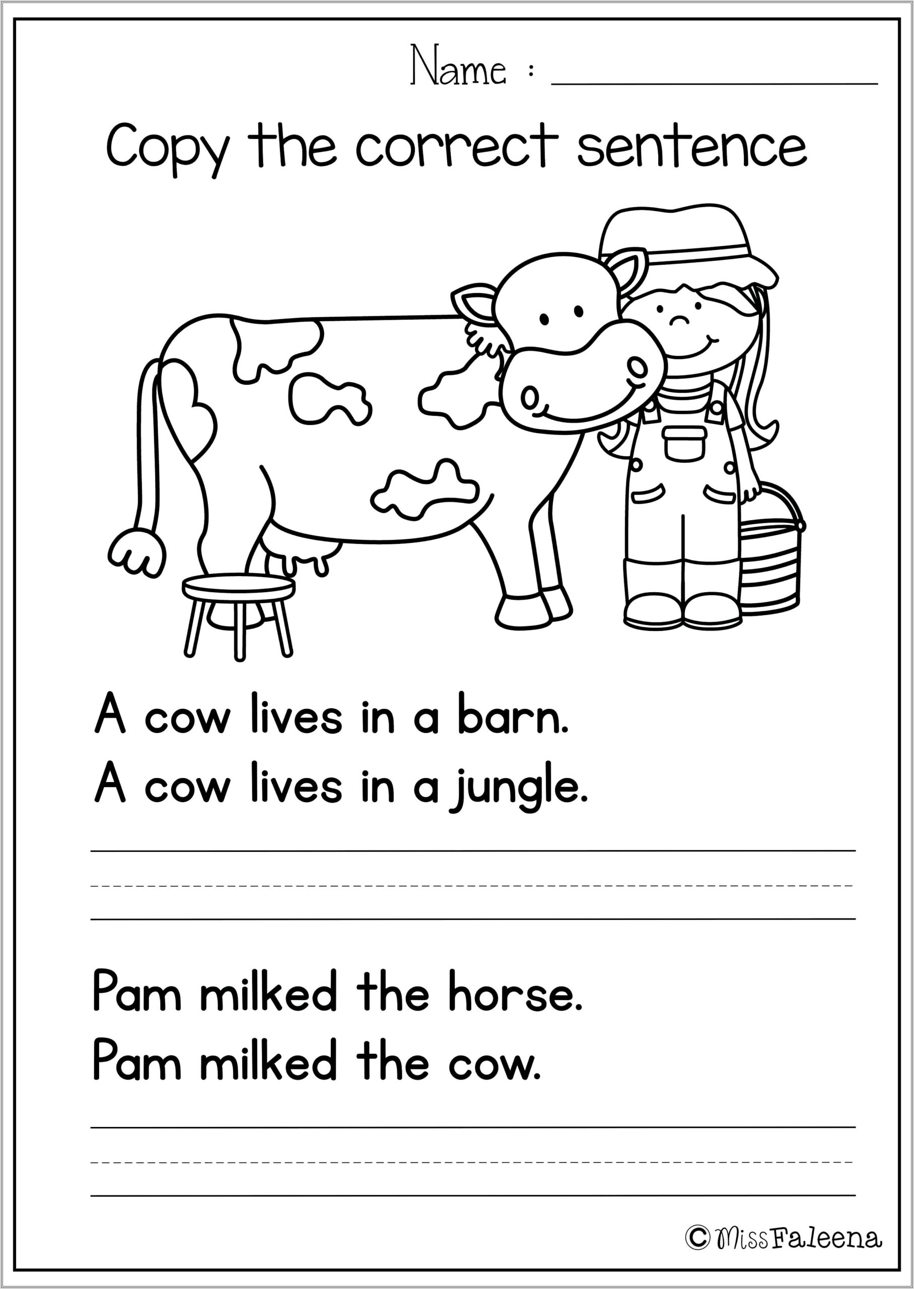Learning To Write Sentences Worksheets Kindergarten
