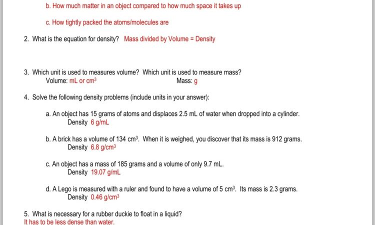 Liquid Layers Density Lab Worksheet