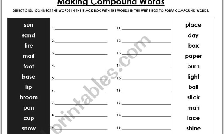 Making Compound Words Worksheet