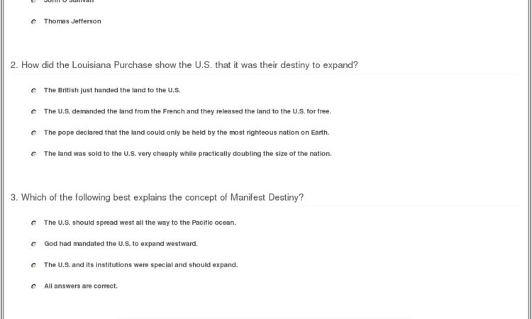 Manifest Destiny Timeline Worksheet