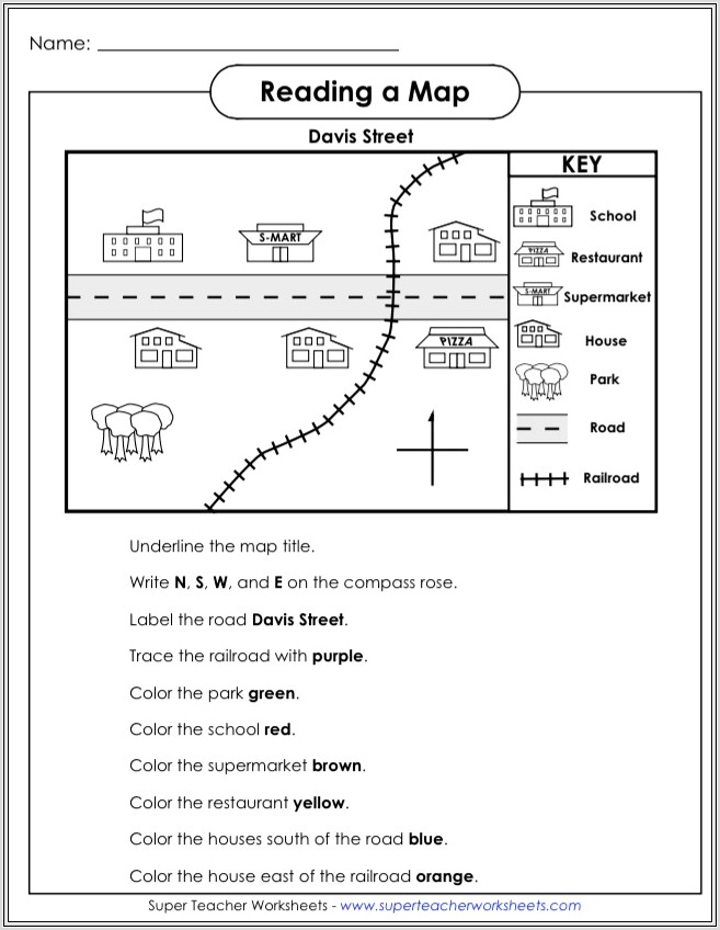 Map Key Worksheet Second Grade