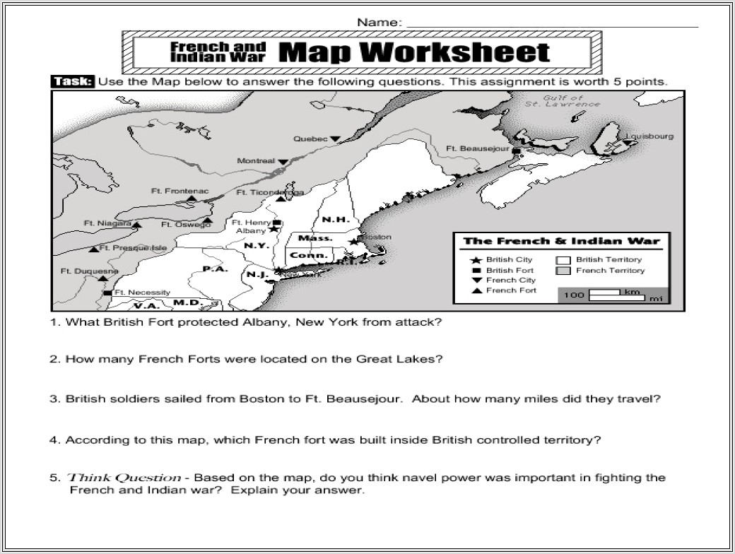 Map Worksheet For 4th Grade