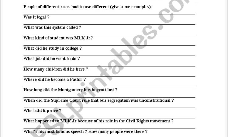 Martin Luther King Jr Assassination Worksheet