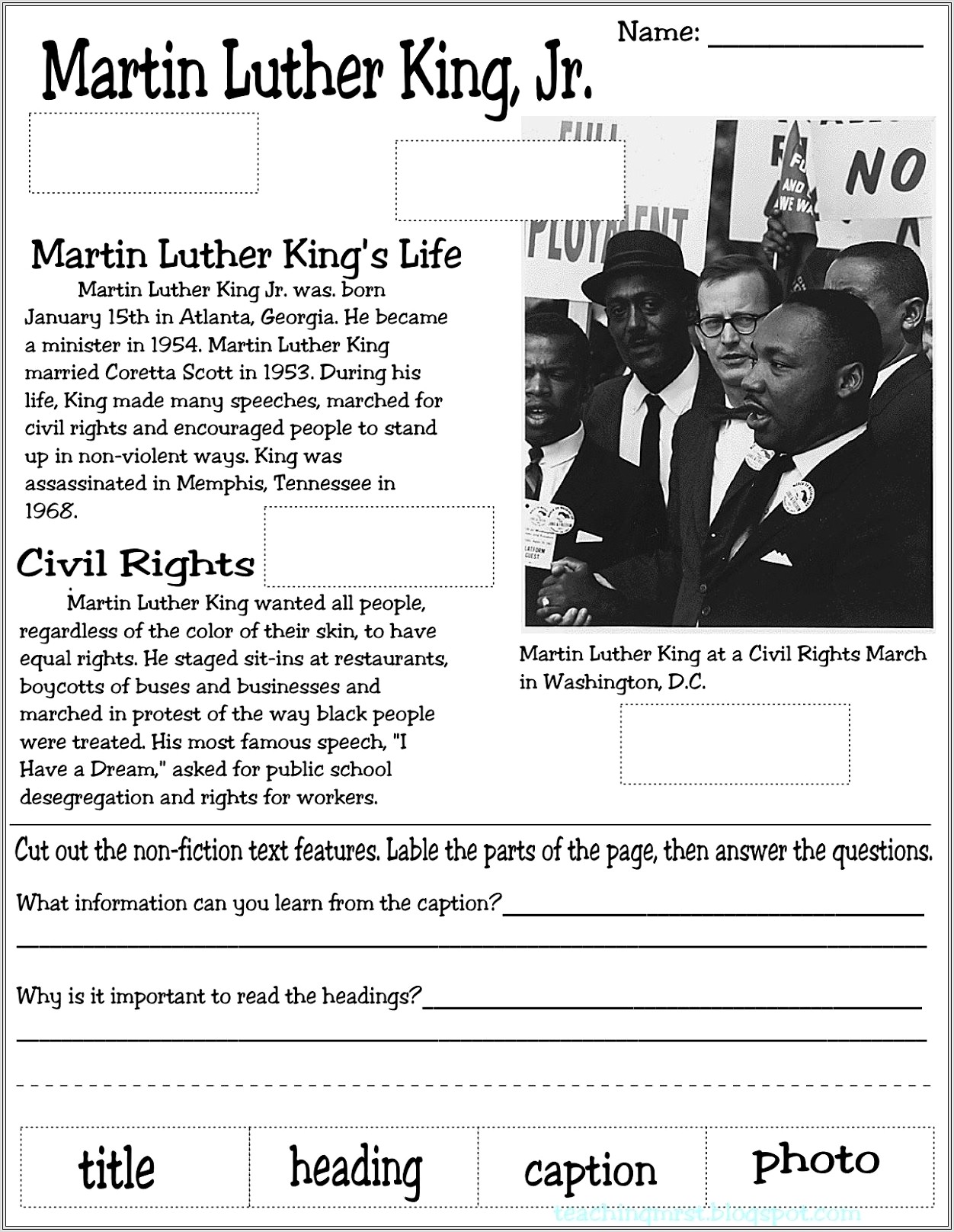 Martin Luther King Jr Assassination Worksheet Answers