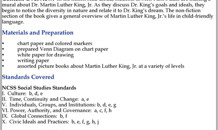 Martin Luther King Jr Day Lesson Plans