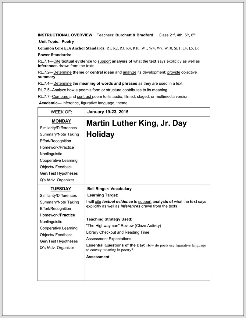Martin Luther King Jr Library Lesson Plans