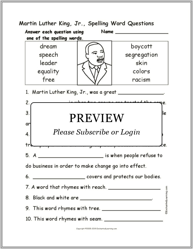 Martin Luther King Jr Vocabulary Quiz Worksheet