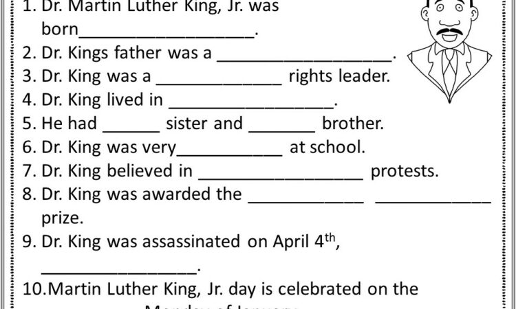 Martin Luther King Jr Worksheet Pdf