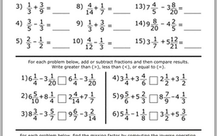 Math Addition And Subtraction Review Worksheet