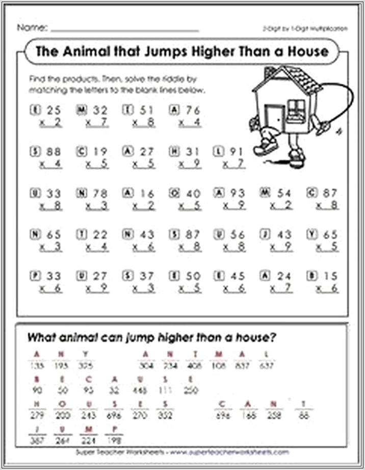 Math Addition Riddle Worksheets