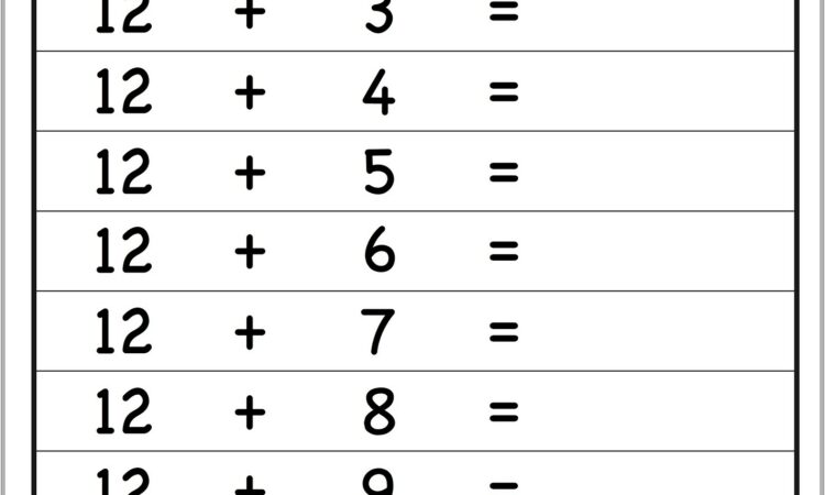 Math Addition Tables Worksheets