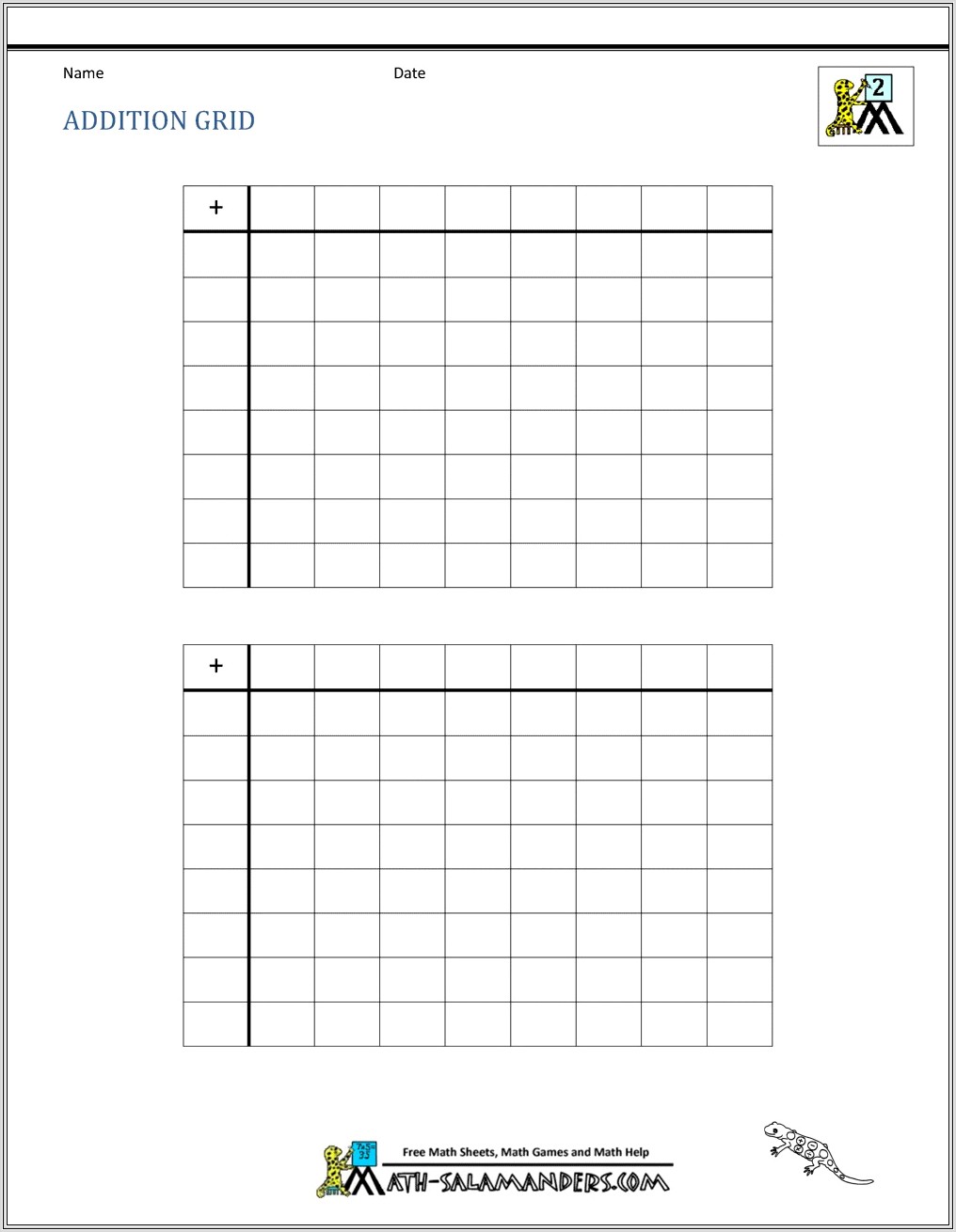 Math Addition Worksheet 2nd Grade