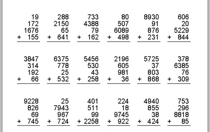 Math Addition Worksheets 2 Digits