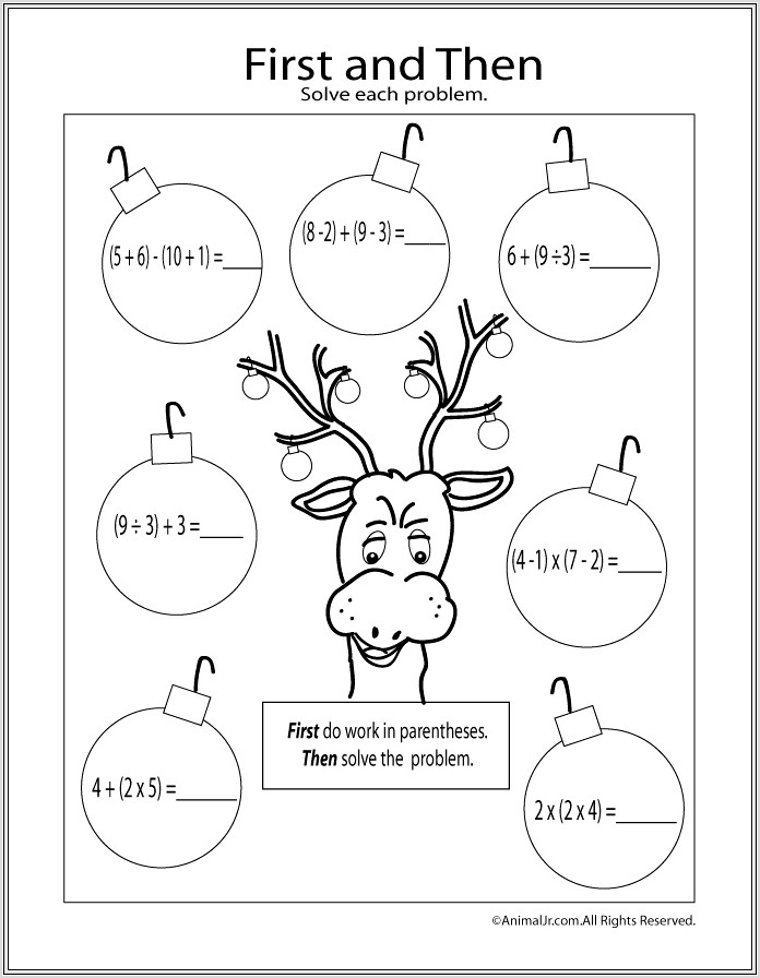 Math Addition Worksheets Christmas