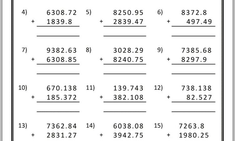 Math Addition Worksheets Grade 5