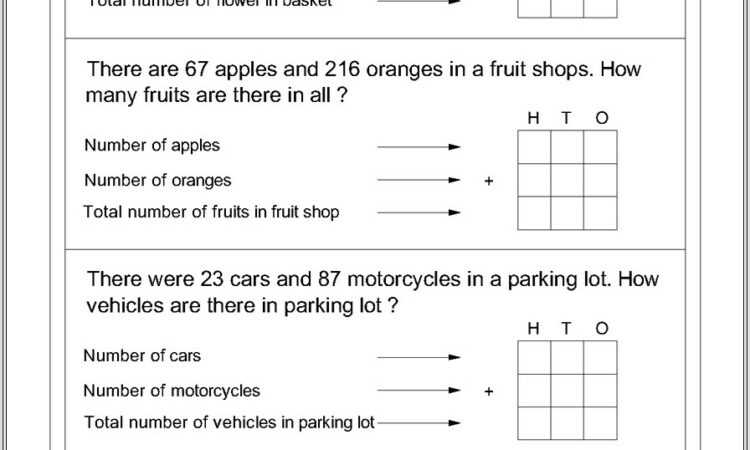 Math Addition Worksheets Word Problems