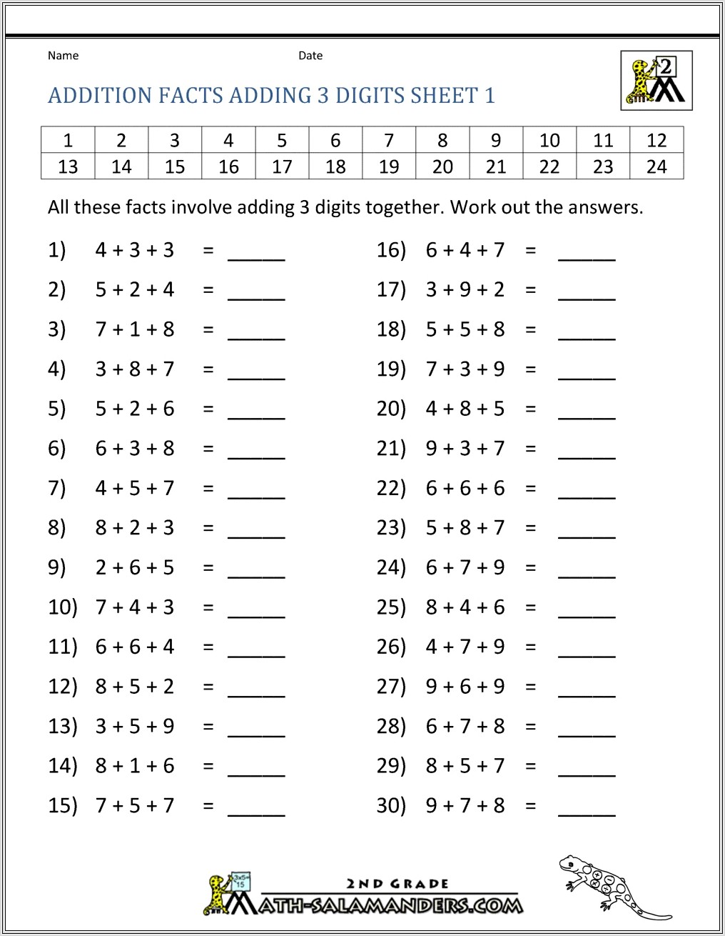Math Fact Extensions Worksheets