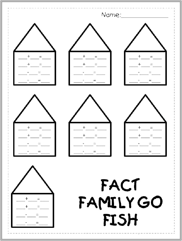 Math Fact Family House Worksheet