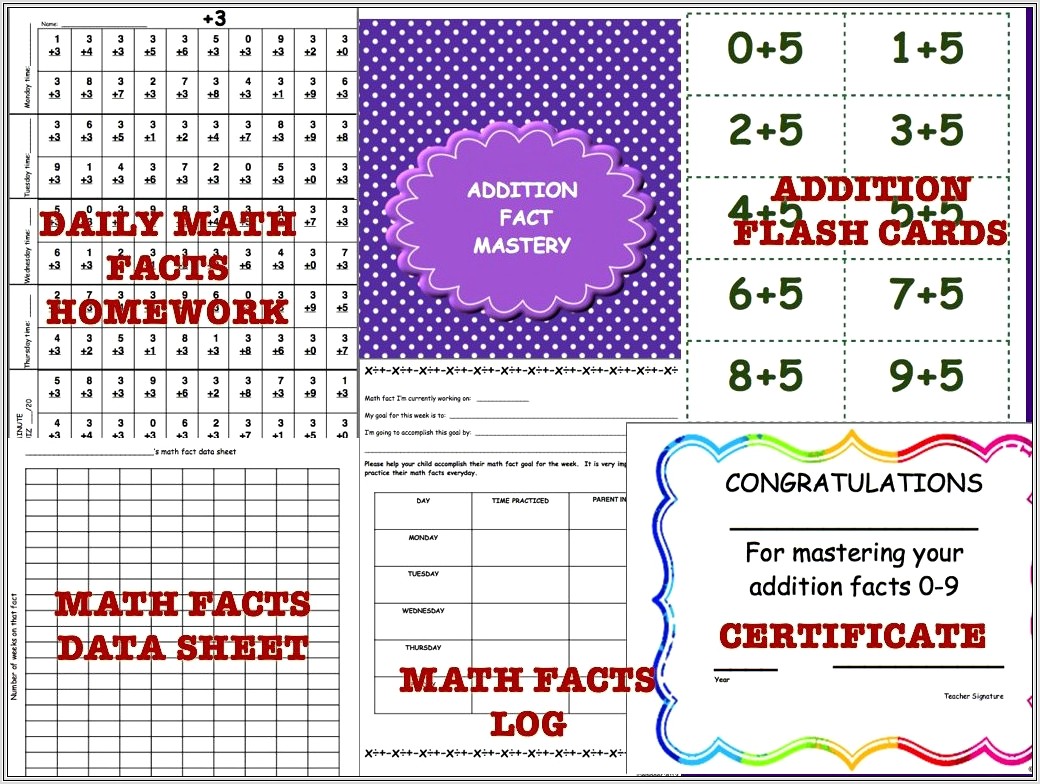 Math Facts Log Sheet