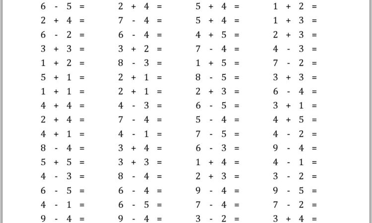 Math Facts Worksheet Addition