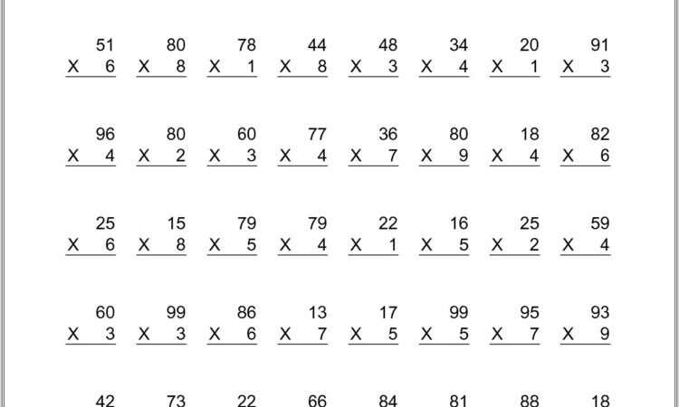 Math Facts Worksheets 4th Grade Division