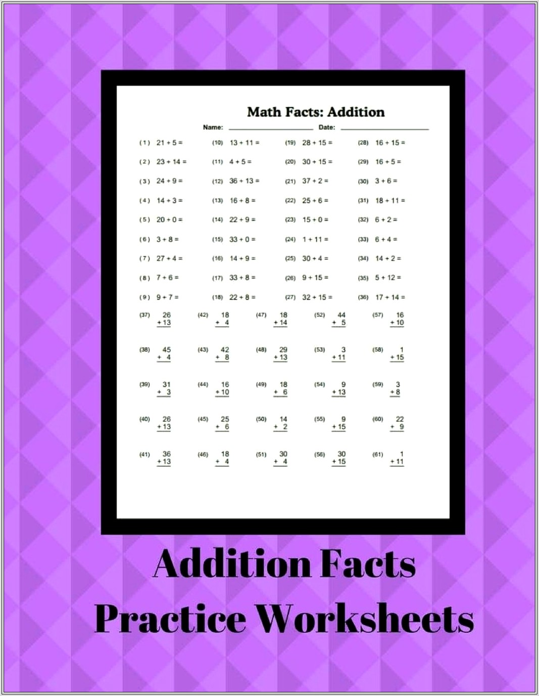 Math Facts Worksheets Online
