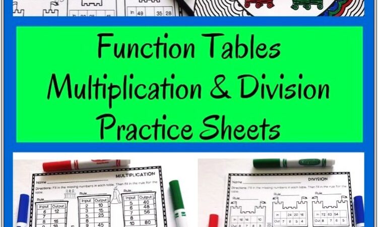 Math Function Tables Worksheets