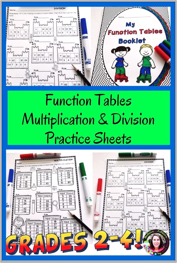Math Function Tables Worksheets