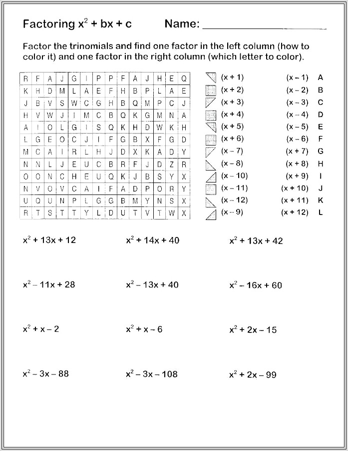 Math Games Worksheets High School