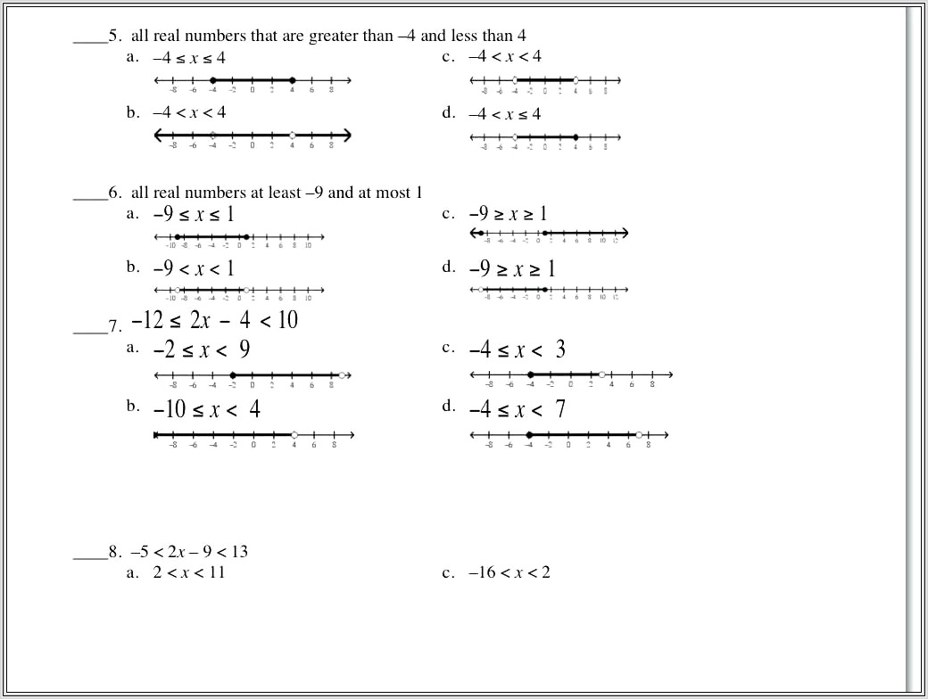 Math Inequalities Worksheet 6th Grade