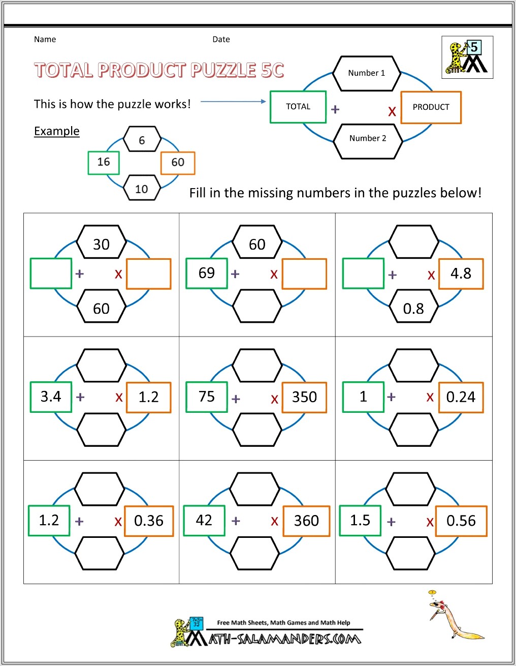 Math Multiplication Puzzle Worksheets