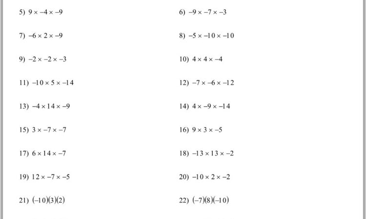 Math Multiplication Worksheets Grade 7