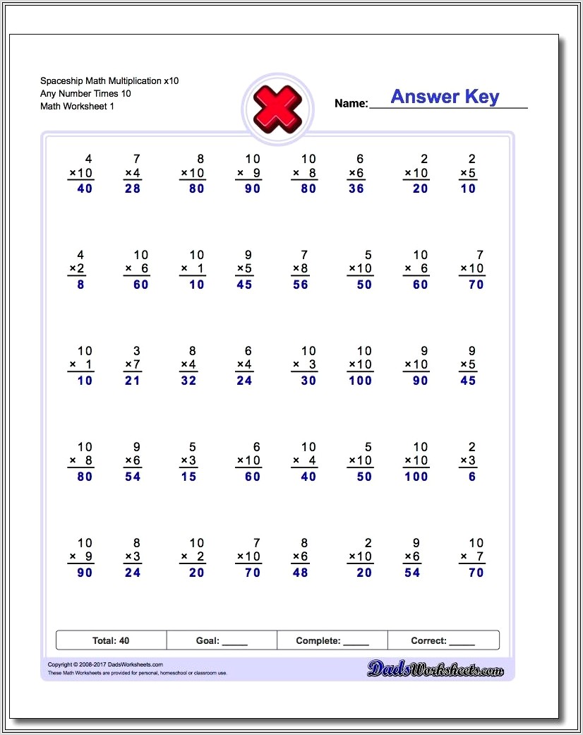 Math Multiplication Worksheets Timed