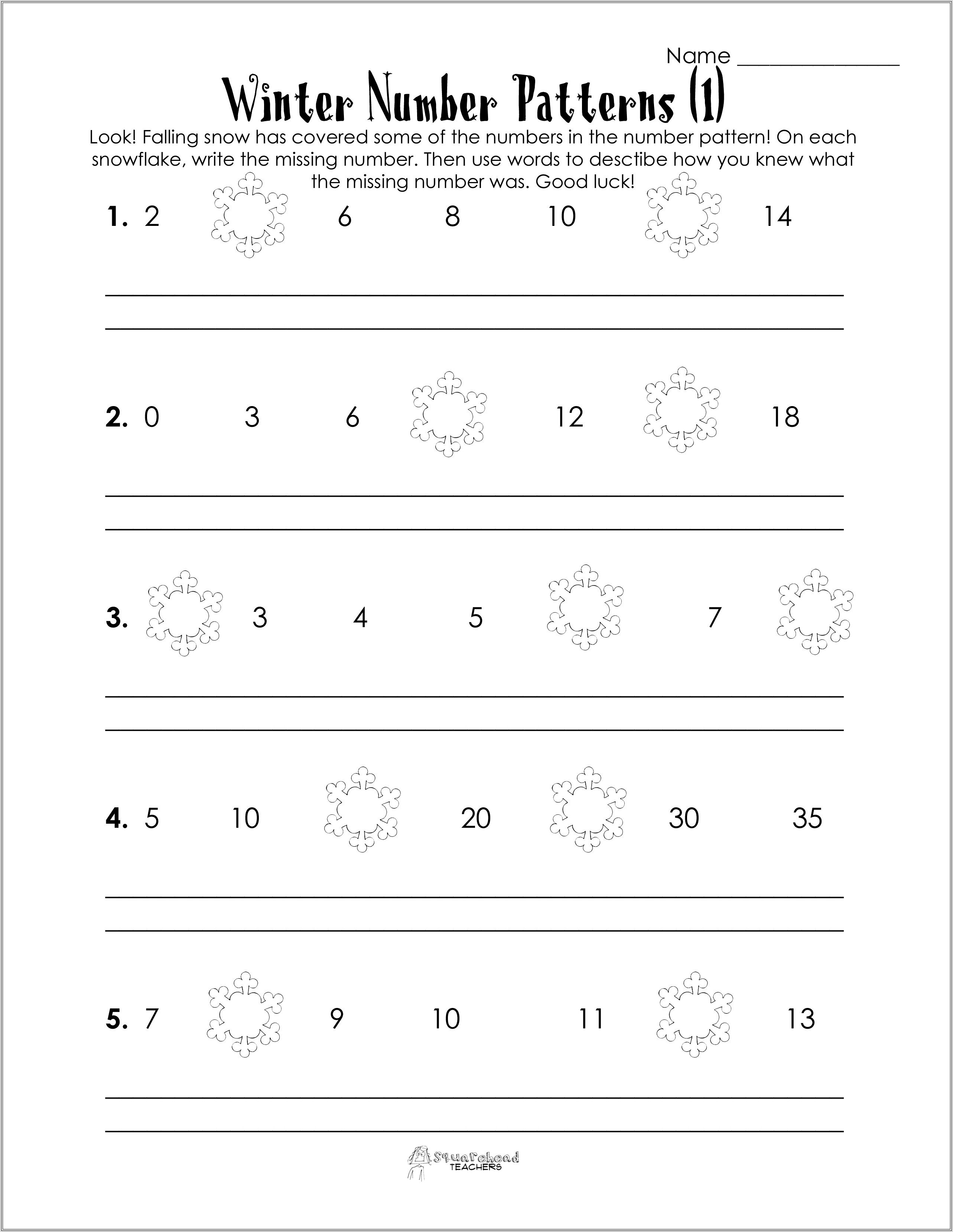 Math Pattern Worksheets 5th Grade