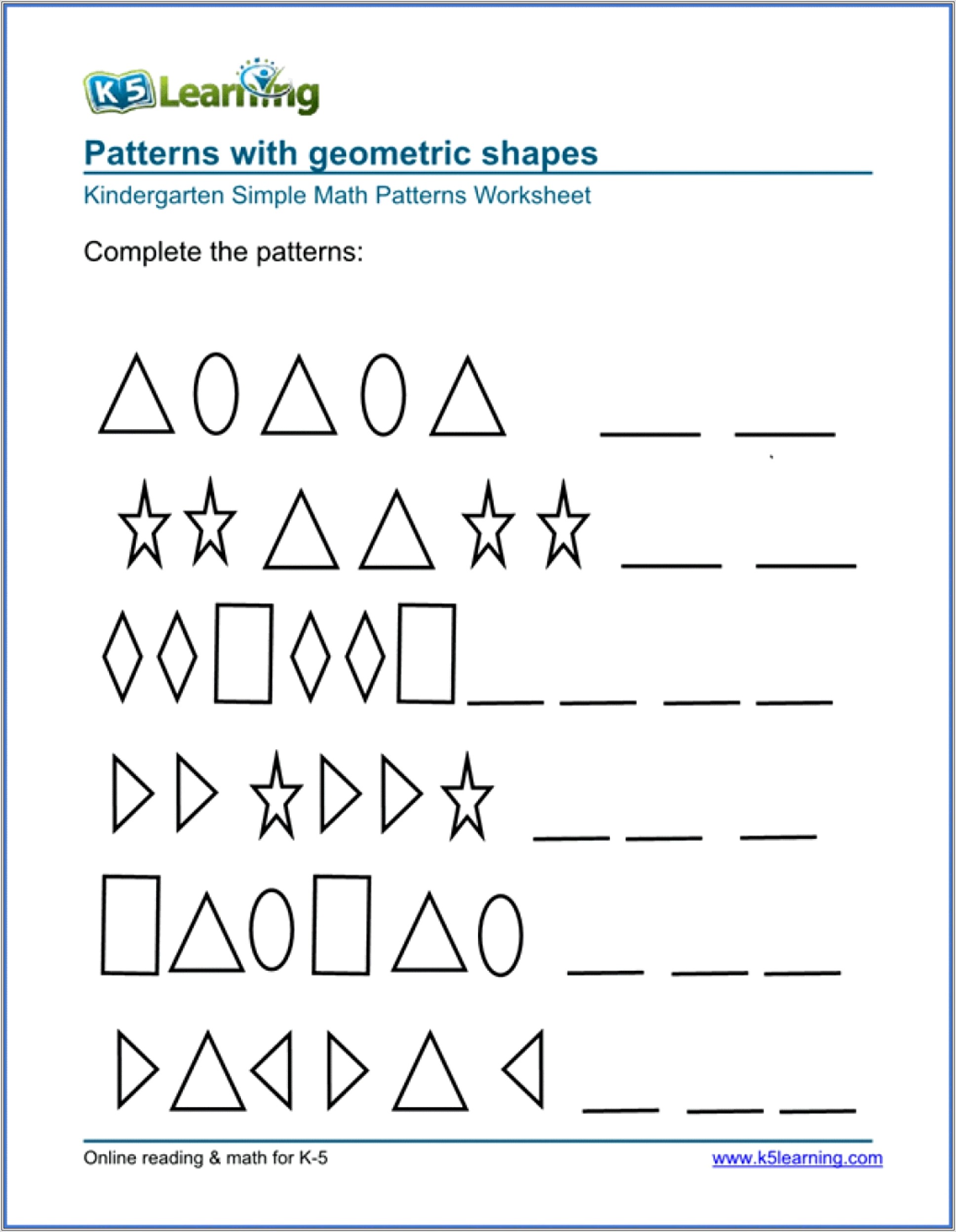 Math Pattern Worksheets For Middle School