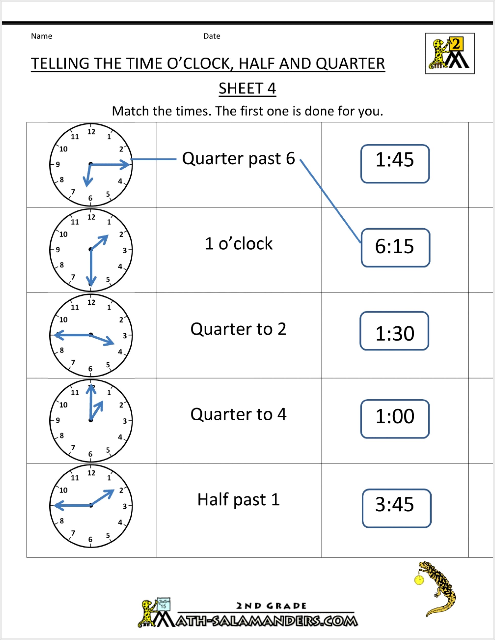 Math Time Worksheets For 4th Grade