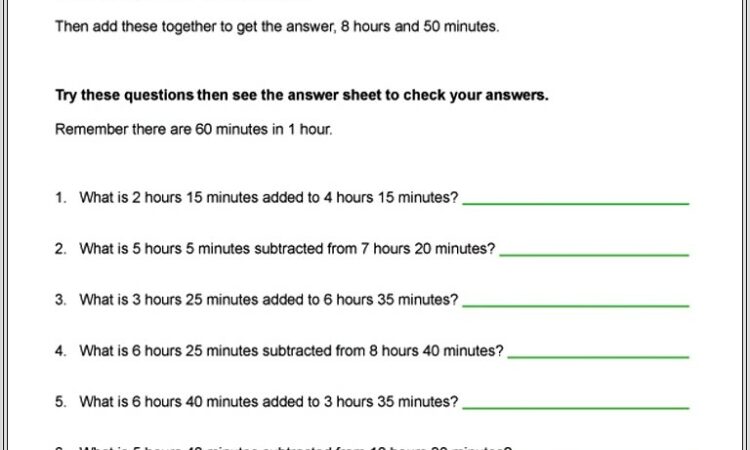 Math Time Worksheets Grade 1